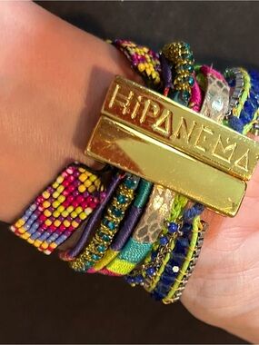 Ipanema Multicolor Beaded and Woven Wrap Bracelet with Gold Plate